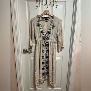 Forever 21 Cream Dress with Black Floral Design